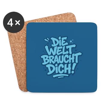 Die Welt braucht dich Magnet - Untersetzer (4er-Set) - Weiß - Vorne