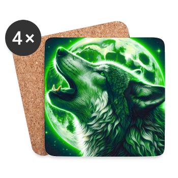 Wolf howls at the Full Moon - Coasters (set of 4) - white - Front
