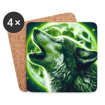 Wolf howls at the Full Moon - Coasters (set of 4) - white - Front