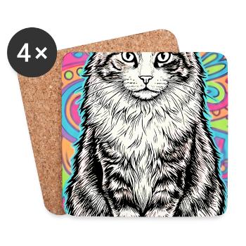 cat - Coasters (set of 4) - white - Front