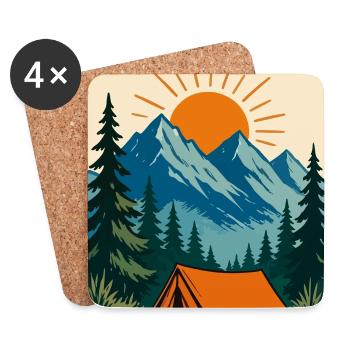 Explore Mountain Camping Sunset - Coasters (set of 4) - white - Front