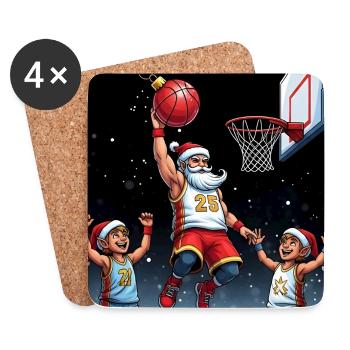Santa Dunking Basketball North Pole Dunk Squad - Coasters (set of 4) - white - Front