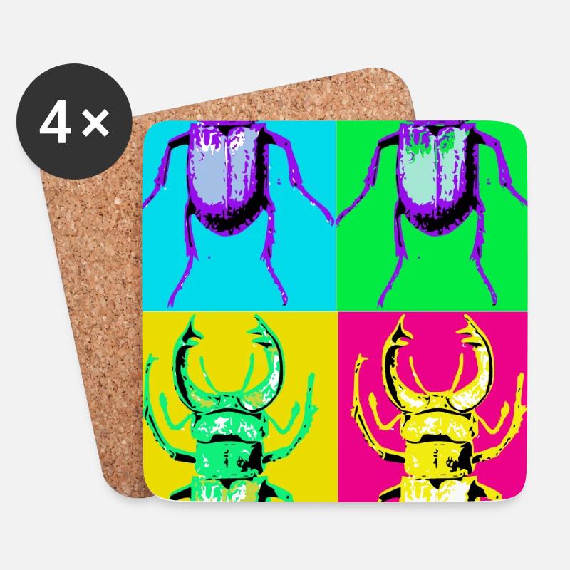 Coleoptera Pop Quadri - Untersetzer (4er-Set) - Weiß