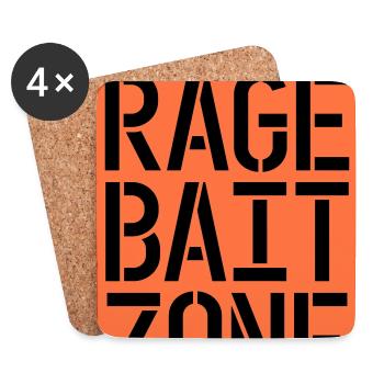 Avertissement Rage Appât Attention Zone Panneau Amusant Avertissement - Dessous de verre (lot de 4) - blanc - Devant