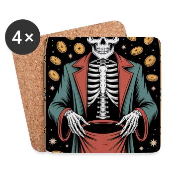 The Broke Magician Skelett Zauberer Tarot - Untersetzer (4er-Set) - Weiß - Vorne