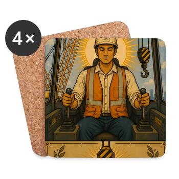 Opérateur de grue | Tarot de grue sur le chantier - Dessous de verre (lot de 4) - blanc - Devant