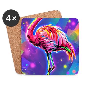 Flamant - Dessous de verre (lot de 4) - blanc - Devant