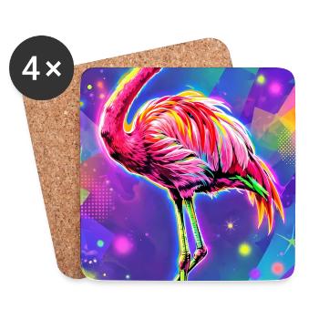 flamingo - Coasters (set of 4) - white - Front