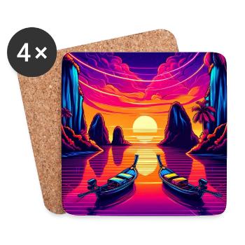 Design de coucher de soleil à Phuket en Thaïlande - Dessous de verre (lot de 4) - blanc - Devant
