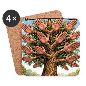 Du rüttelst ganz schön stark am Ohrfeigenbaum - Untersetzer (4er-Set) - Weiß - Vorne