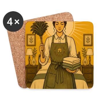 Gouvernante | Tarot domestique - Dessous de verre (lot de 4) - blanc - Devant
