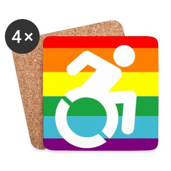 Handicapé, Gay, En fauteuil roulant, Pride, LGBTQ # - Dessous de verre (lot de 4) - blanc - Devant
