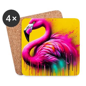 Flamant - Dessous de verre (lot de 4) - blanc - Devant