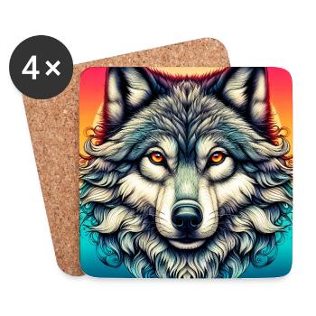 Wolf - Coasters (set of 4) - white - Front