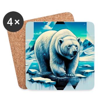 ours blanc - Dessous de verre (lot de 4) - blanc - Devant