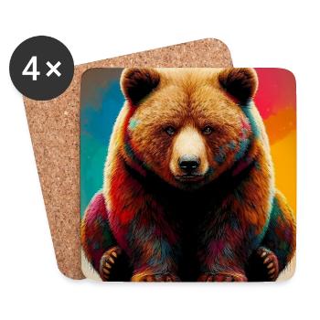 ours - Dessous de verre (lot de 4) - blanc - Devant