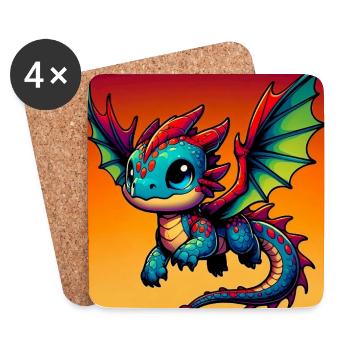 dragon - Dessous de verre (lot de 4) - blanc - Devant