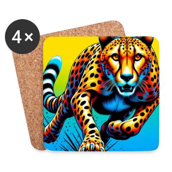 guépard - Dessous de verre (lot de 4) - blanc - Devant