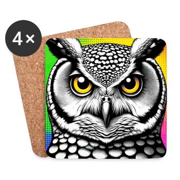 owl - Coasters (set of 4) - white - Front