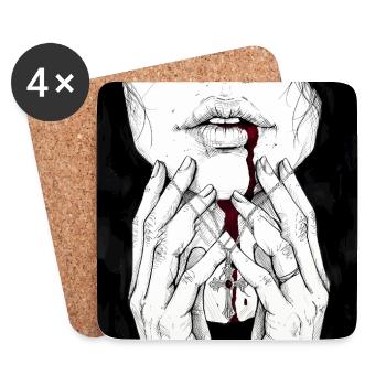 Gothic Woman - Cross Necklace - Coasters (set of 4) - white - Front