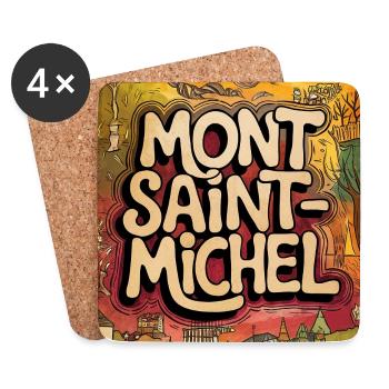 Mont Saint-Michel Psychedelische Skyline Frankreich Stadt - Untersetzer (4er-Set) - Weiß - Vorne