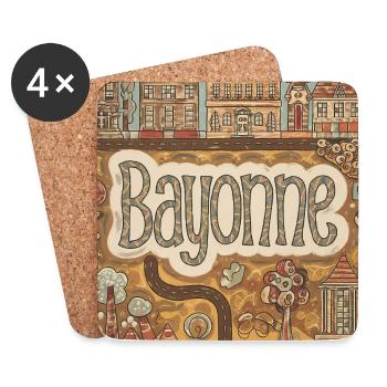 Bayonne Paysage urbain fantaisiste France - Dessous de verre (lot de 4) - blanc - Devant