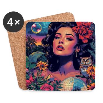 Neon Floral Siren - Coasters (set of 4) - white - Front