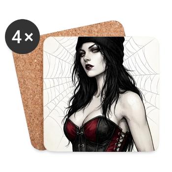 Gothic Queen in Corset - Coasters (set of 4) - white - Front