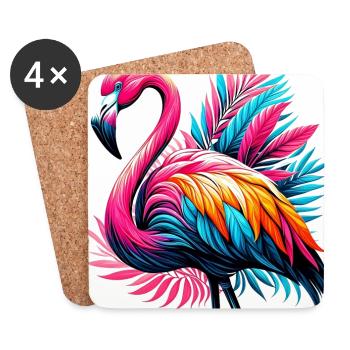 Pink Flamingo - Coasters (set of 4) - white - Front