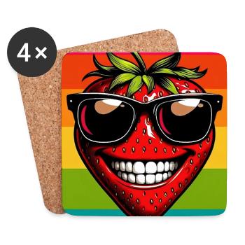 Strawberry Strawberries - Coasters (set of 4) - white - Front