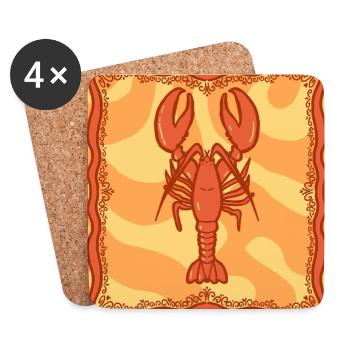 Red Lobster Illustration - Coasters (set of 4) - white - Front