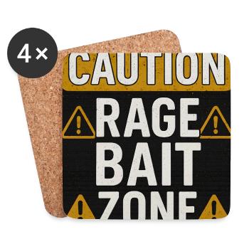 Achtung Rage Zone, lustiger sarkastischer Spruch - Untersetzer (4er-Set) - Weiß - Vorne