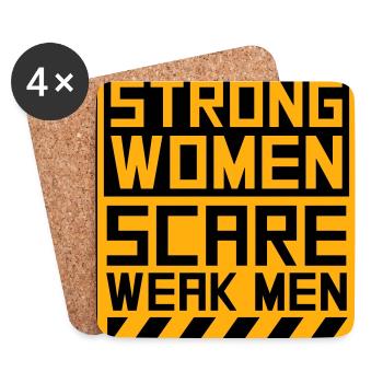 Strong Women Scare Weak Men Selbstbewusst Feminist - Untersetzer (4er-Set) - Weiß - Vorne