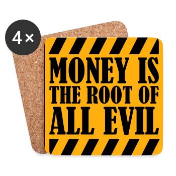 Money Root Evil Capitalism Greed Finance Rich - Coasters (set of 4) - white - Front