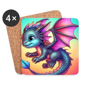 dragon - Dessous de verre (lot de 4) - blanc - Devant