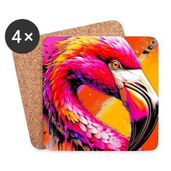 flamingo - Coasters (set of 4) - white - Front