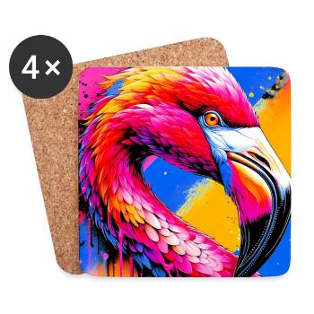 Flamingo - Untersetzer (4er-Set) - Weiß - Vorne