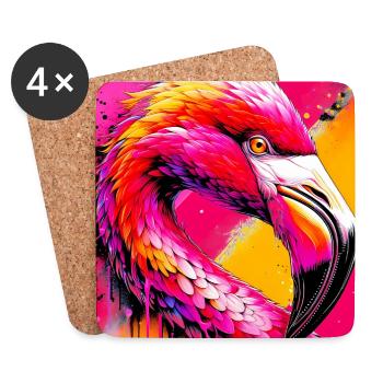 Flamingo - Untersetzer (4er-Set) - Weiß - Vorne