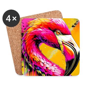 Flamant - Dessous de verre (lot de 4) - blanc - Devant