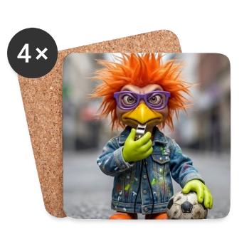 Orange FeatherBird Denim Street Style - Coasters (set of 4) - white - Front