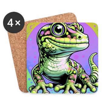Gecko - Untersetzer (4er-Set) - Weiß - Vorne