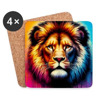 lion - Dessous de verre (lot de 4) - blanc - Devant