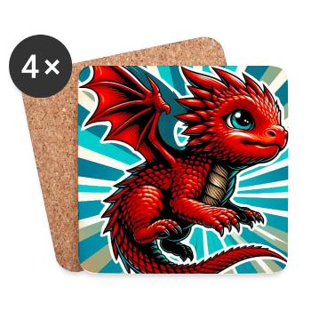 Drache - Untersetzer (4er-Set) - Weiß - Vorne