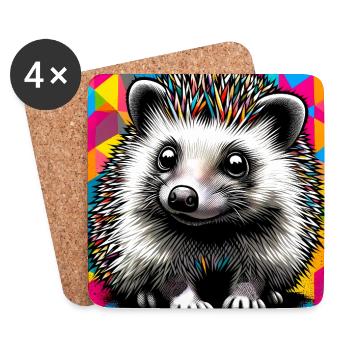 hedgehog - Coasters (set of 4) - white - Front