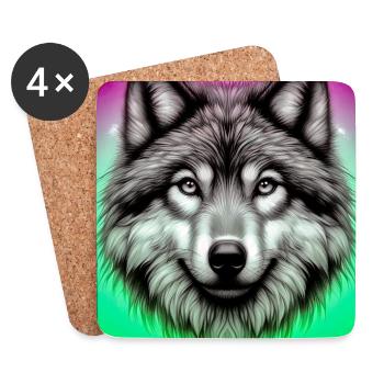 Loup - Dessous de verre (lot de 4) - blanc - Devant