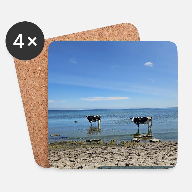 Vacation, muuu - Untersetzer (4er-Set) - Weiß
