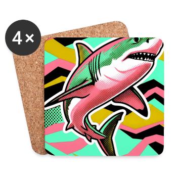 Requin - Dessous de verre (lot de 4) - blanc - Devant