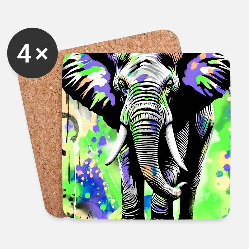 Elefant - Untersetzer (4er-Set) - Weiß