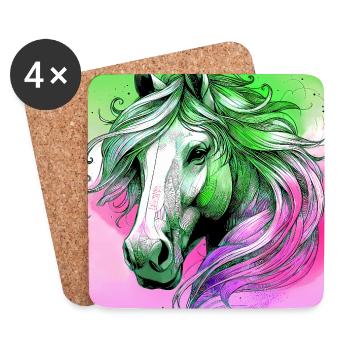 cheval - Dessous de verre (lot de 4) - blanc - Devant