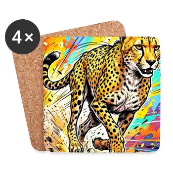 guépard - Dessous de verre (lot de 4) - blanc - Devant